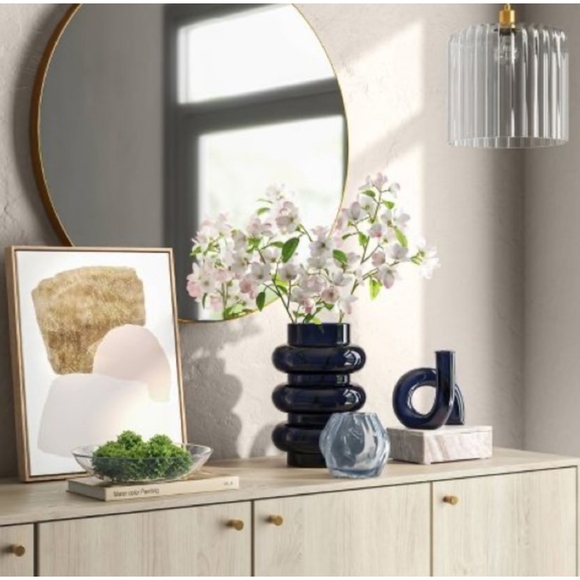 Threshold NWT Modern Glass Loop Vase In Blue 6"H - Picture 2 of 5